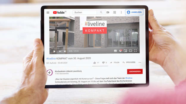 YouTube-Kanal 'Liveline' wird auf Tablet wiedergegeben