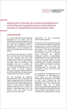 Cover: Gemeinsame Erklärung DBK und EKD EU-Ratspräsidentschaft 2020