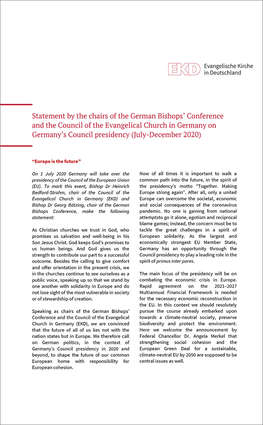 Statement by the chairs of the German Bishops’ Conference and the Council of the Evangelical Church in Germany on Germany’s Council presidency