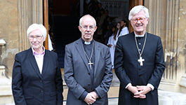 Präses Irmgard Schwaetzer (EKD), Erzbischof Welby (CoE), Ratsvorsitzender Heinrich Bedford-Strohm (EKD)