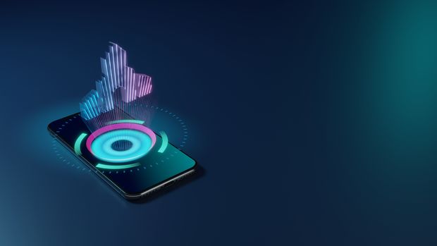 Handy mit Kirchen-Hologramm