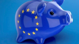 Blaues Schweinchen mit EU-Sternen