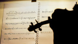 Noten und Silhouette einer Violine