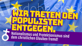 Plakat aej: Wir treten den Populisten entgegen.