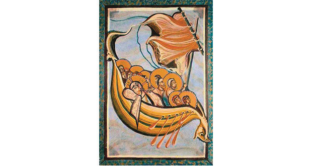 Sturm auf dem Meer, Motiv aus dem Hitda-Codex