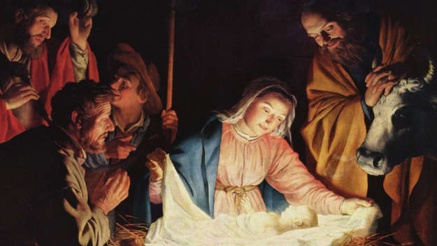 Krippenbild mit Maria, Josef und Jesus