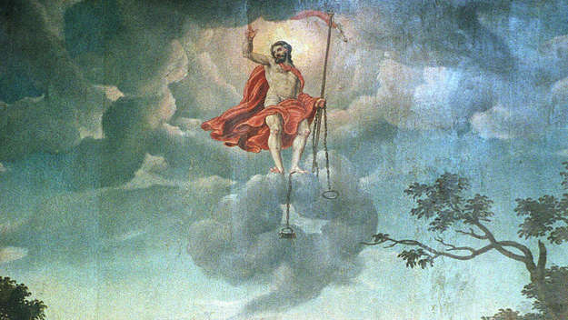 Das Gemälde „Christi Himmelfahrt“ eines unbekannten Künstlers in der evangelischen Marienkirche in Berlin