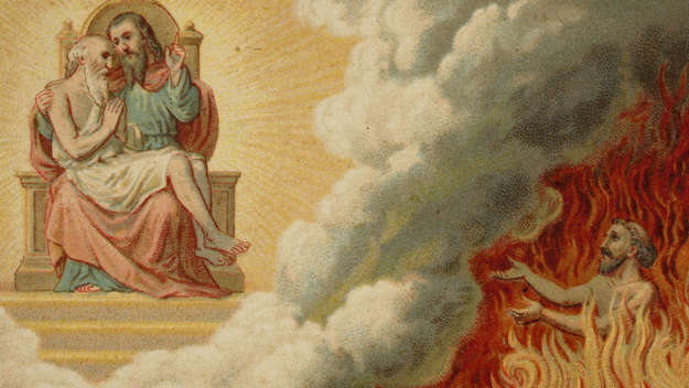 Lazarus im Himmel, der Reiche in der Hölle, Ausschnitt aus einem Andachtsbild