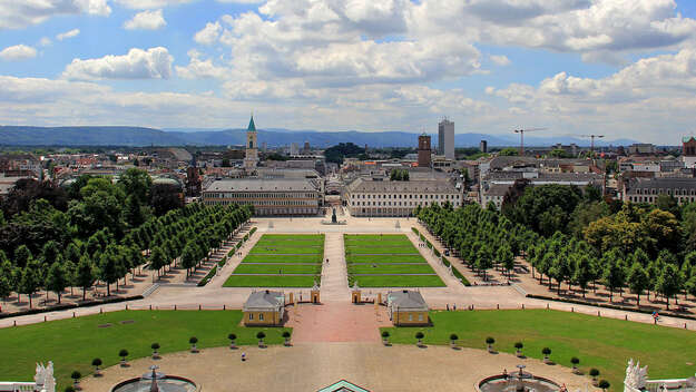 Karlsruhe, Blick vom Schloßturm auf die Altstadt