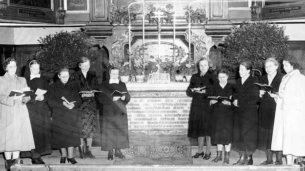 Weltgebetstag in Augsburg im Jahr 1954 mit Gästen aus den USA.