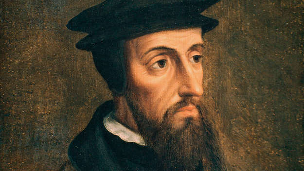 Johannes Calvin, zeitgenössisches Porträtbildnis (Ölgemälde) aus dem 16. Jahrhundert.