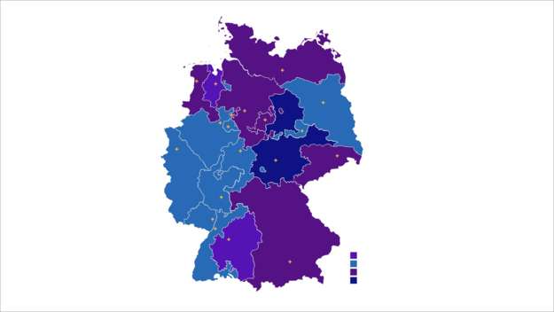 Deutschlandkarte mit Gliedkirchen der EKD.