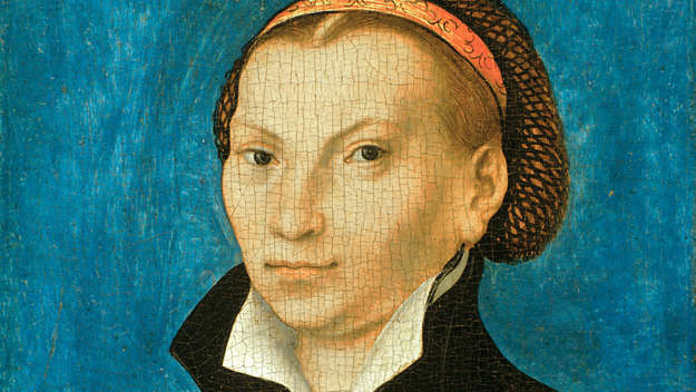 Porträt von Katharina von Bora , Ehefrau des Reformators Martin Luther, Ölgemälde auf Holz von 1526, aus der Werkstatt von Lucas Cranach d.Ä..