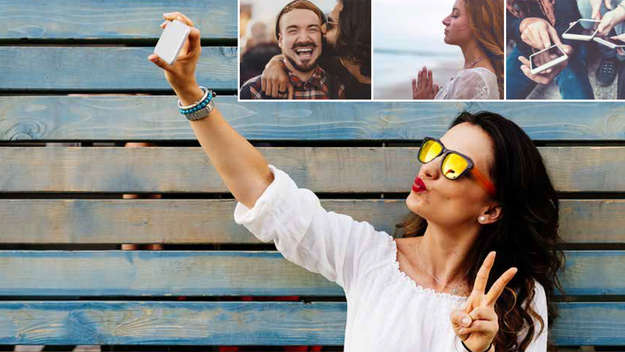 Covermotiv der Studie „Was mein Leben bestimmt? Ich!“ vom SI der EKD: Eine junge Frau mit Sonnenbrille macht ein Selfie