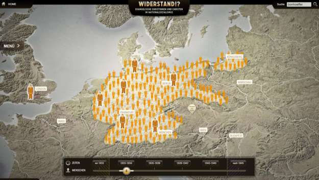 Screenshot der Karte auf de.evangelischer-widerstand.de