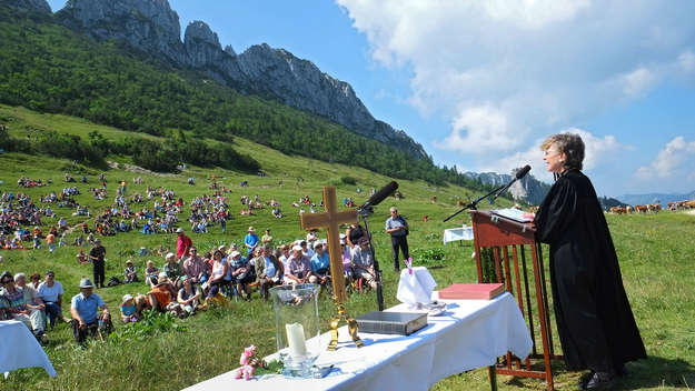 Freiluftgottesdienst auf der Kampenwand in den Chiemgauer Alpen (Bayern)