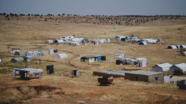 Flüchtlingslager mit Zelten in Sindjar, Irak