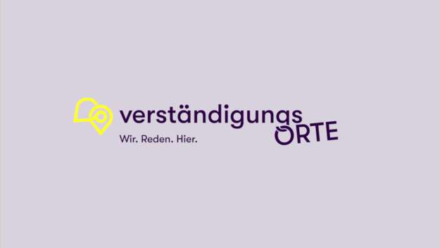 Logo der Initiative #VerständigungsOrte - Hier. Reden. Wir.