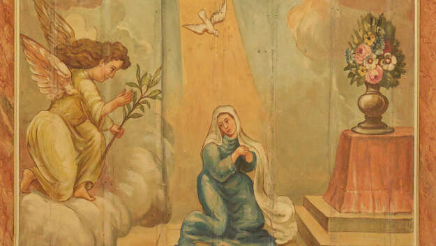 Mariä Verkündigung: Deckengemälde der Kirche St. Petri (Aschara) in Bad Ladensalza