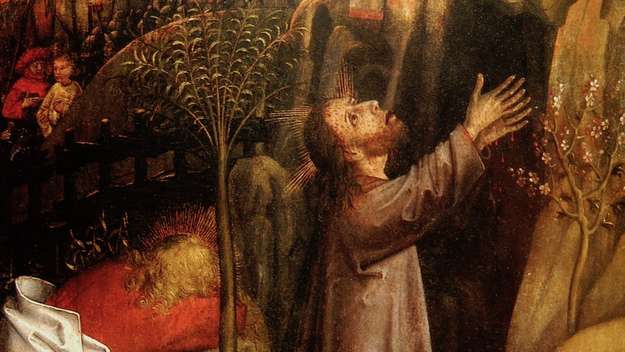 Jesus betet am Ölberg - Bildausschnitt aus der Karlsruher Passion