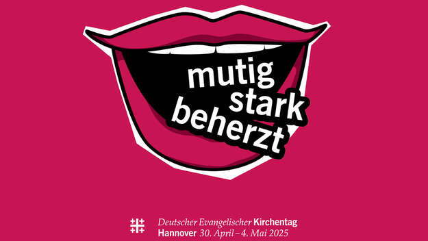 Logo des Kirchentages 2025 in Hannover mit dem Motto: mutig - stark - beherzt