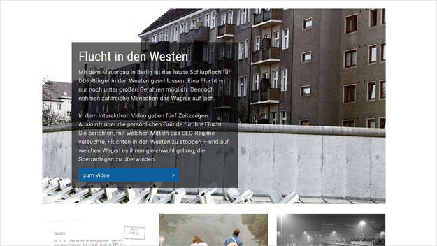 Screenshot des Multimedia-Projekts 'Chronik der Mauer'