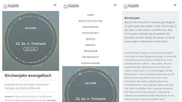 Benutzeroberfläche App zum Kirchenjahr