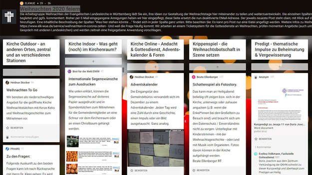 Screenshot Padlet: Weihnachten 2020 feiern