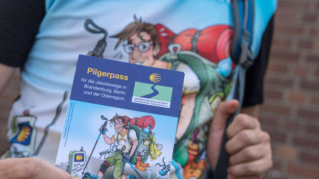Pilgerpass fuer die Jakobswege in Brandenburg, Berlin und der Oderregion (Foto vom 17.08.2020).