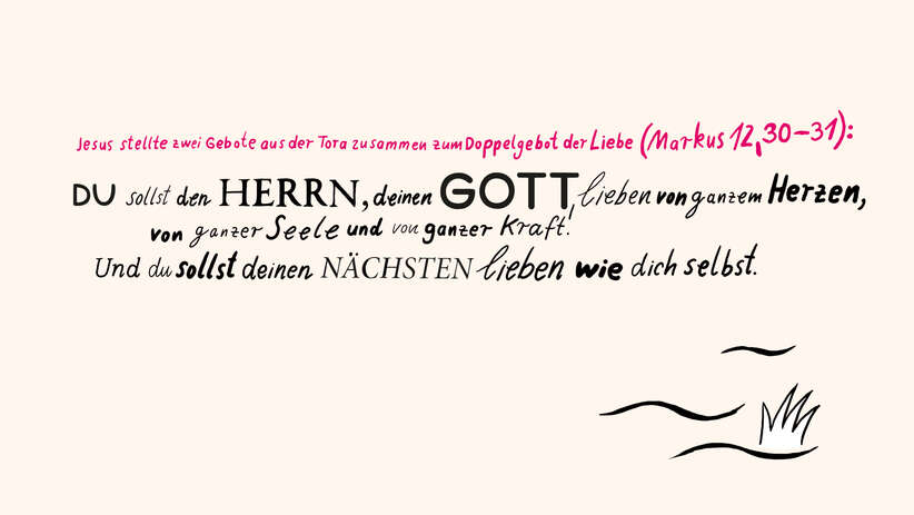 Grafik Doppelgebot der Liebe