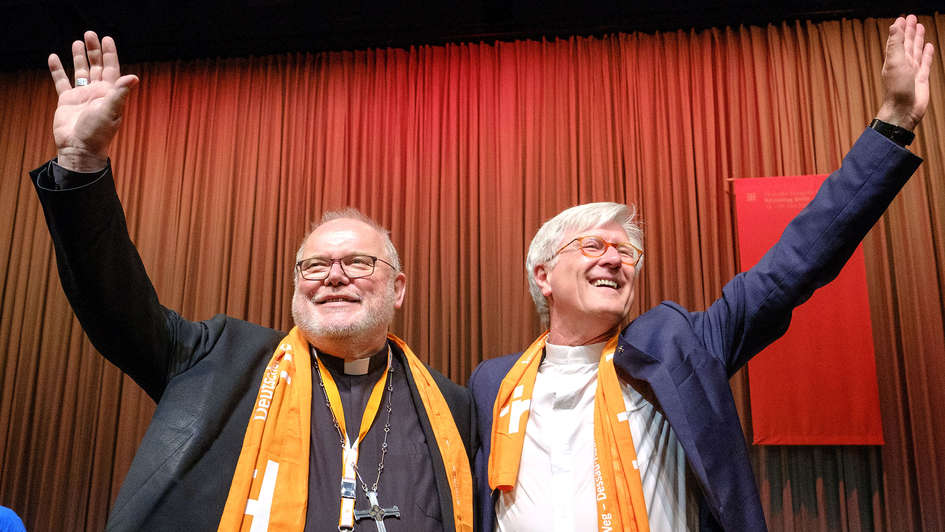 Kardinal Reinhard Marx und Landesbischof Heinrich Bedford-Strohm auf dem Kirchentag