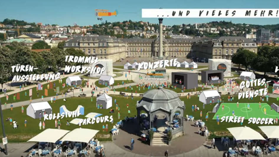 Festival auf dem Stuttgarter Schlossplatz, virtuelle Ansicht