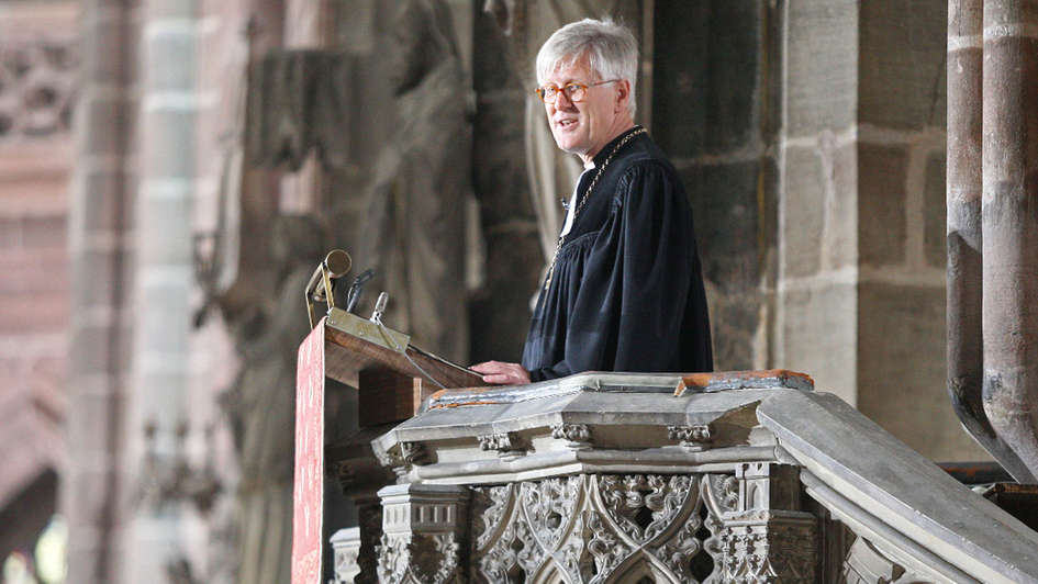 Heinrich Bedford-Strohm predigt in der Lorenzkirche in Nürnberg