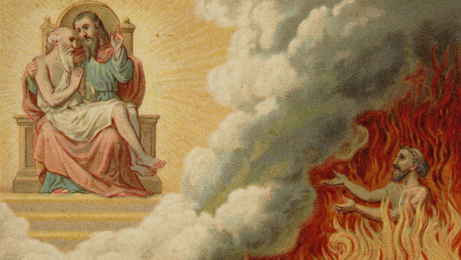 Lazarus im Himmel, der Reiche in der Hölle, Bildausschnitt