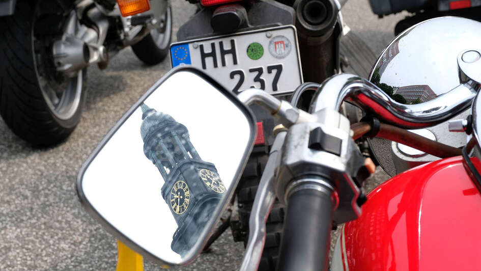 Motorradgottesdienst am Hamburger Michel, Detailaufnahme Motorradgottesdienst am Hamburger Michel, Detailaufnahme