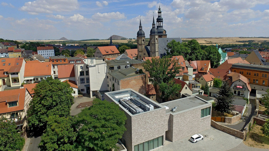 Blick auf Eisleben mit St.Andreaskirche, Luthers Sterbehaus und Museum Blick auf Eisleben mit St.Andreaskirche, Luthers Sterbehaus und Museum