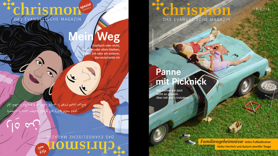 Cover von zwei chrismon-Ausgaben