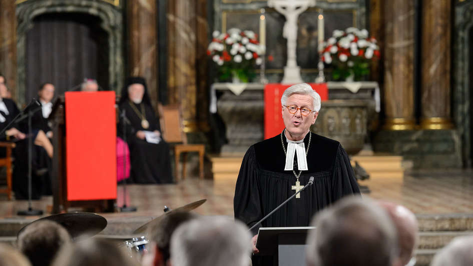 Heinrich Bedford-Strohm im Festgottesdienst zum Reformationstag 2016 in der Berliner Marienkirche.