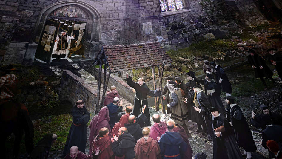 Nachstellung einer historischen Szene im Panorama des Künstlers Yadegar Asisi in Wittenberg Nachstellung einer historischen Szene im Panorama des Künstlers Yadegar Asisi in Wittenberg