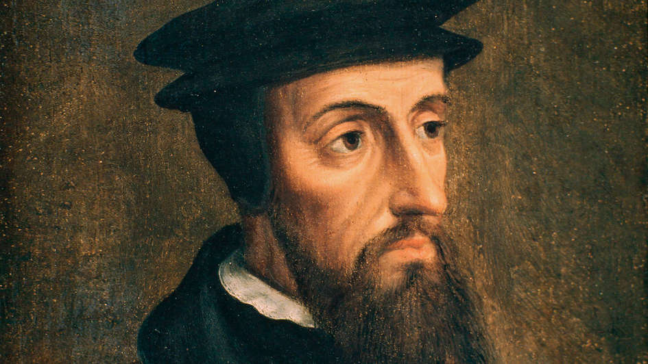 Johannes Calvin, zeitgenössisches Porträtbildnis (Ölgemälde) aus dem 16. Jahrhundert.