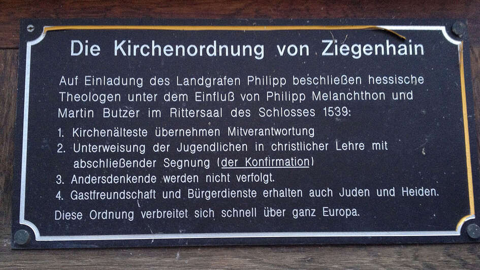 Ge3denktafel Ziegenhainer Kirchenordnung Ge3denktafel Ziegenhainer Kirchenordnung