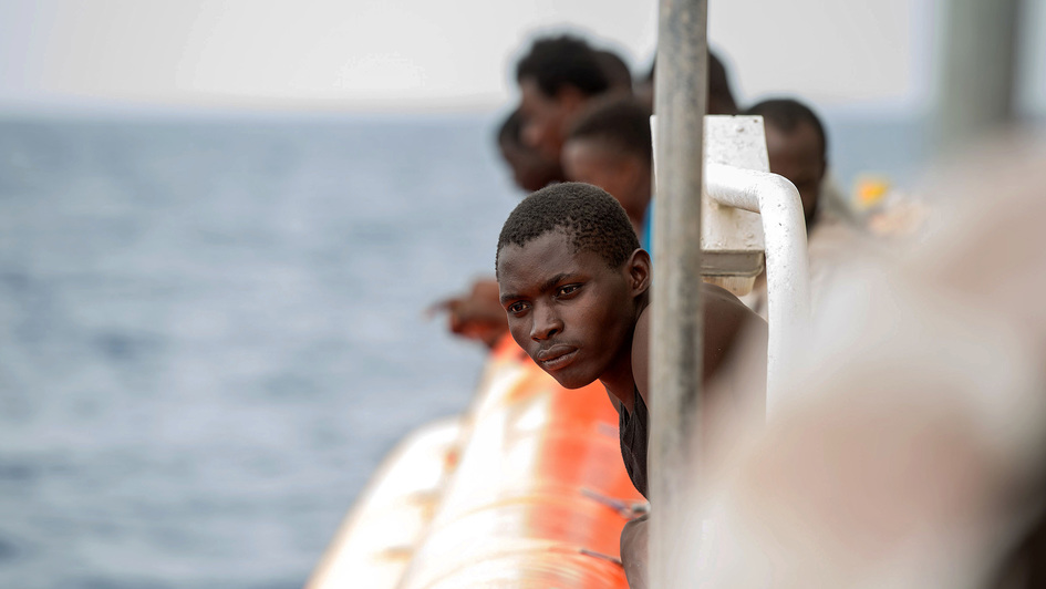 Gerettete Flüchtlinge an Bord der Sea-Watch 2