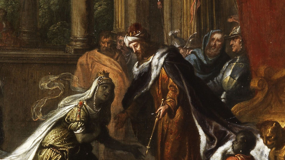Gemälde eines unbekannten Künstlers: König Salomo empfängt die Königin von Saba