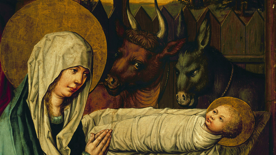 Maria mit Kind - Ausschnitt aus Malerei 'Anbetung der Hirten' (um 1505)