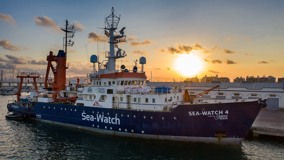 Sea-Watch 4 am 06.08.2020 im spanischen Mittelmeerhafen Burriana, kurz vor ihrer ersten Rettungsmission