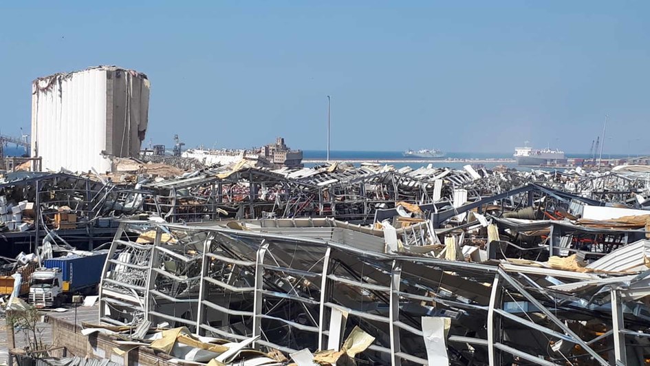 Zertsörungen im Hafen von Beirut (Libanon) nach der Explosion Anfang August 2020