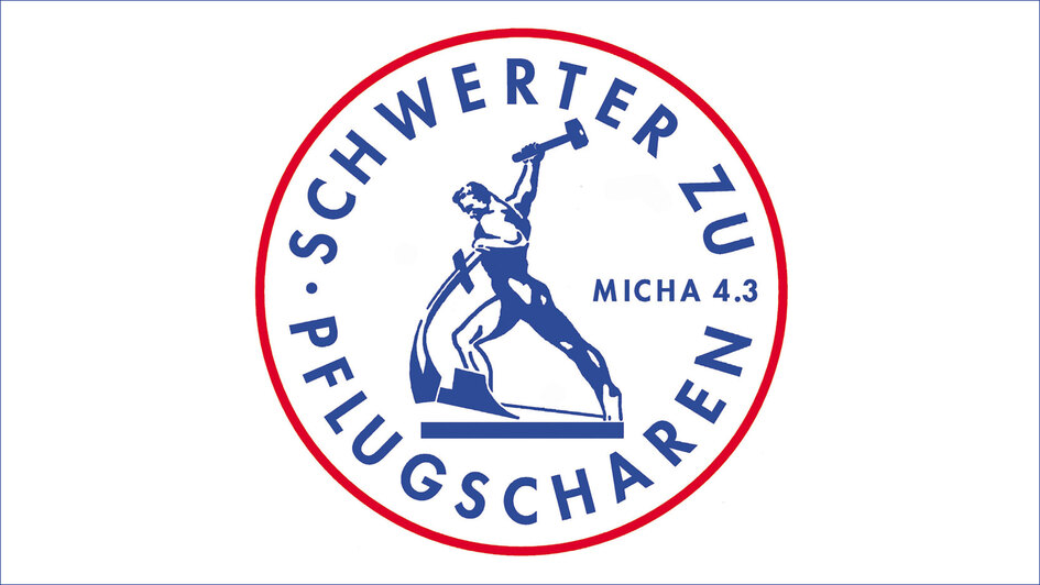 Logo „Schwerter zu Pflugscharen“ Logo „Schwerter zu Pflugscharen“