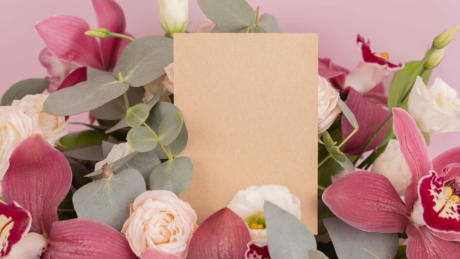 Blumenbuquet mit Karte