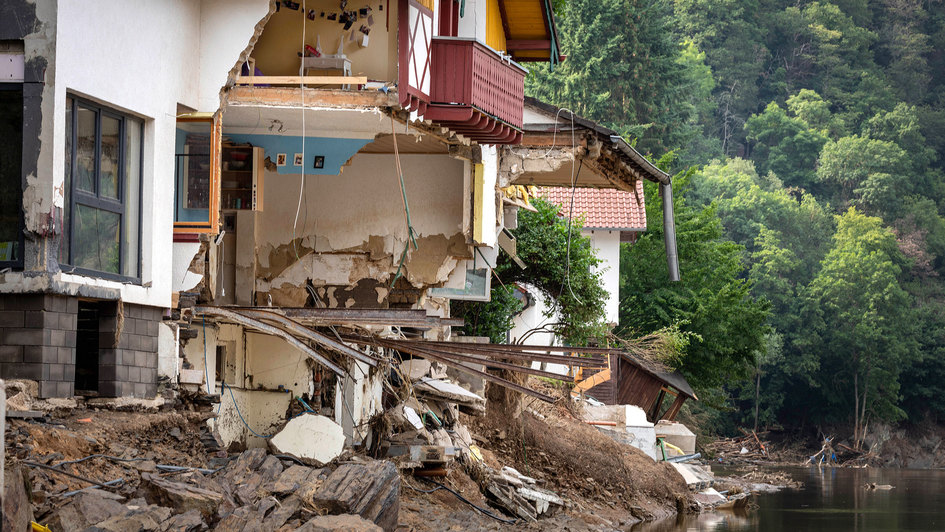 Zerstörtes Haus in Ahrensbrück nach der Hochwasserkatastrophe