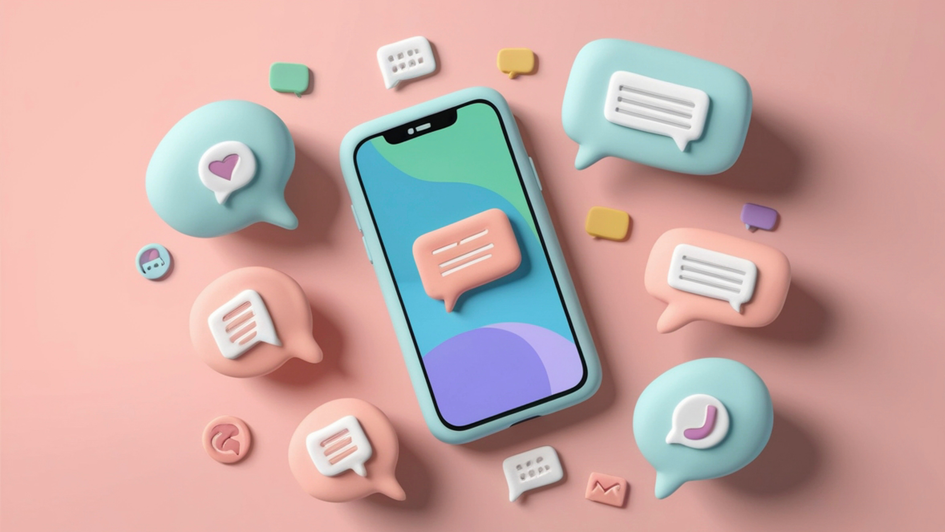 Handy mit Sprechblasen/Chat